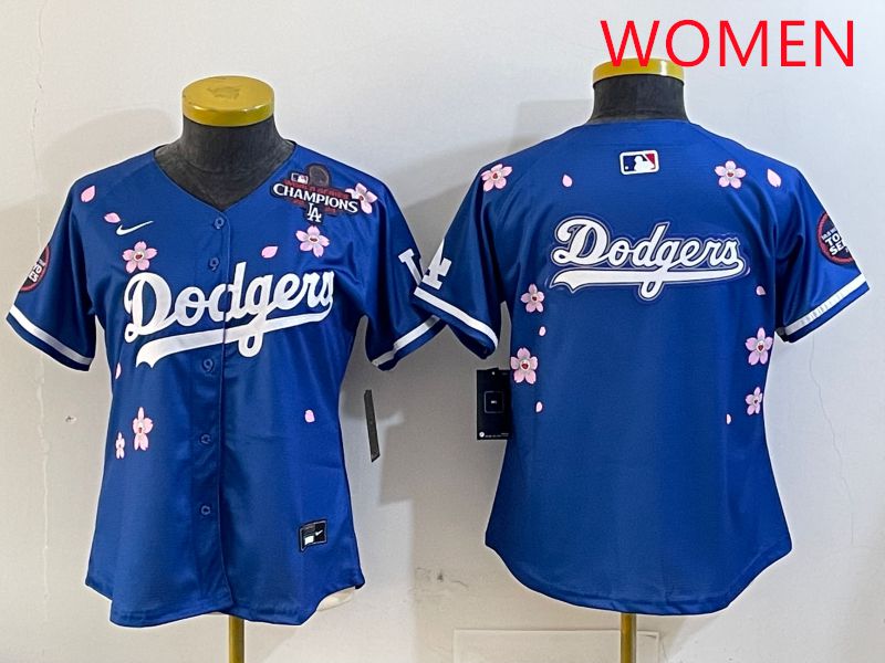 Women Los Angeles Dodgers Blank Blue Sakura Edition 2025 Nike MLB Jersey style 14